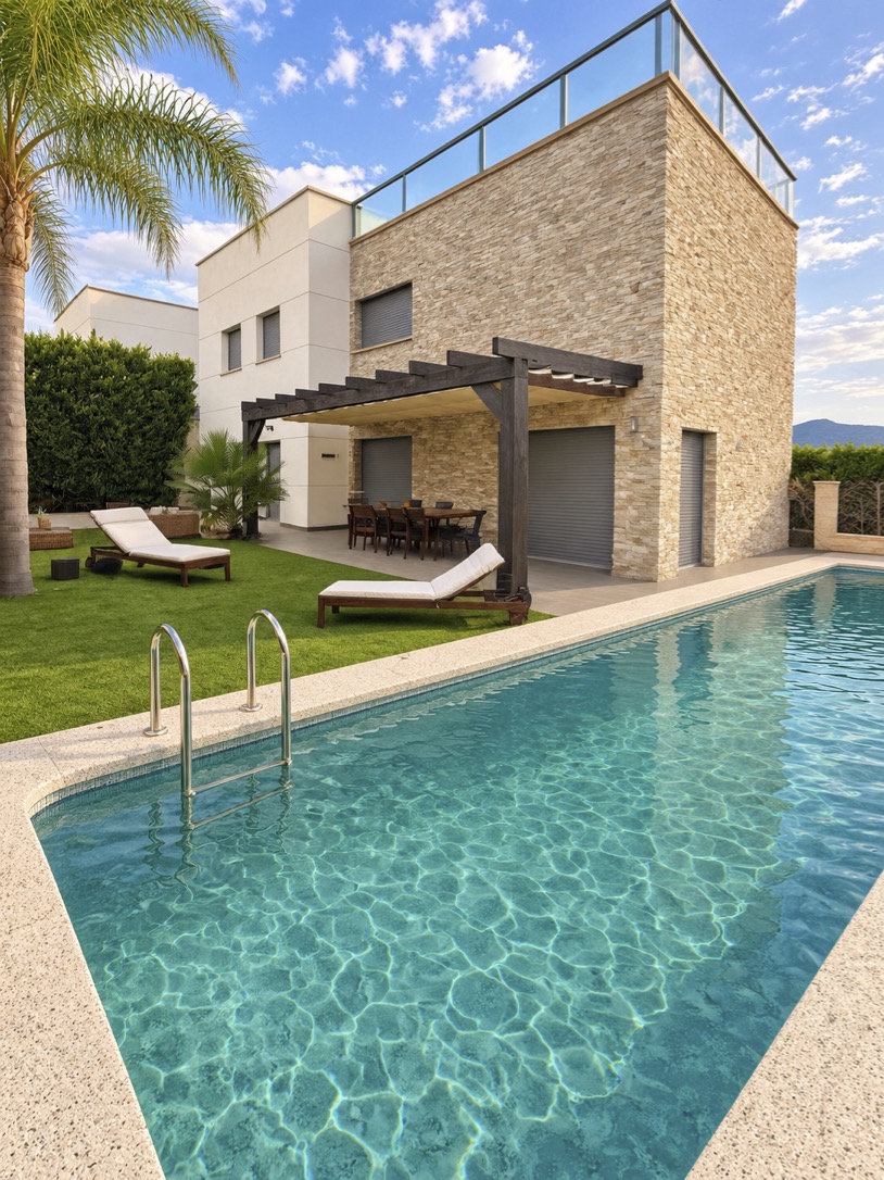 Preciosa villa moderna con piscina privada y vistas al mar en Albir